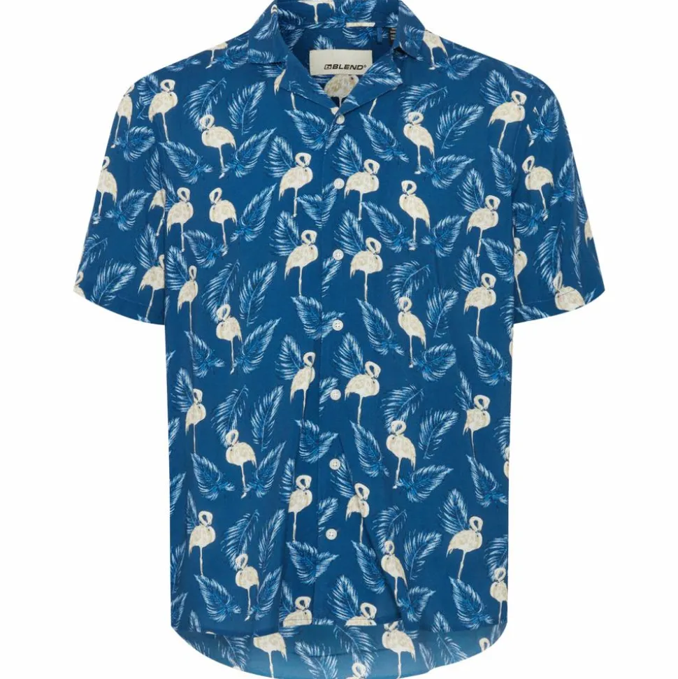 Blend Herre Kortærmet skjorte - Navy Peony