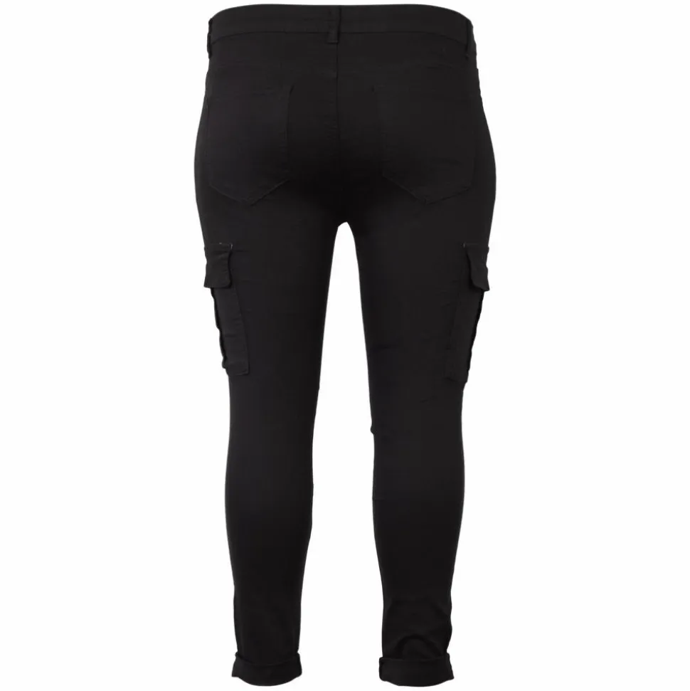 BS Jeans Dame Cargobukser Plus Size - Sort