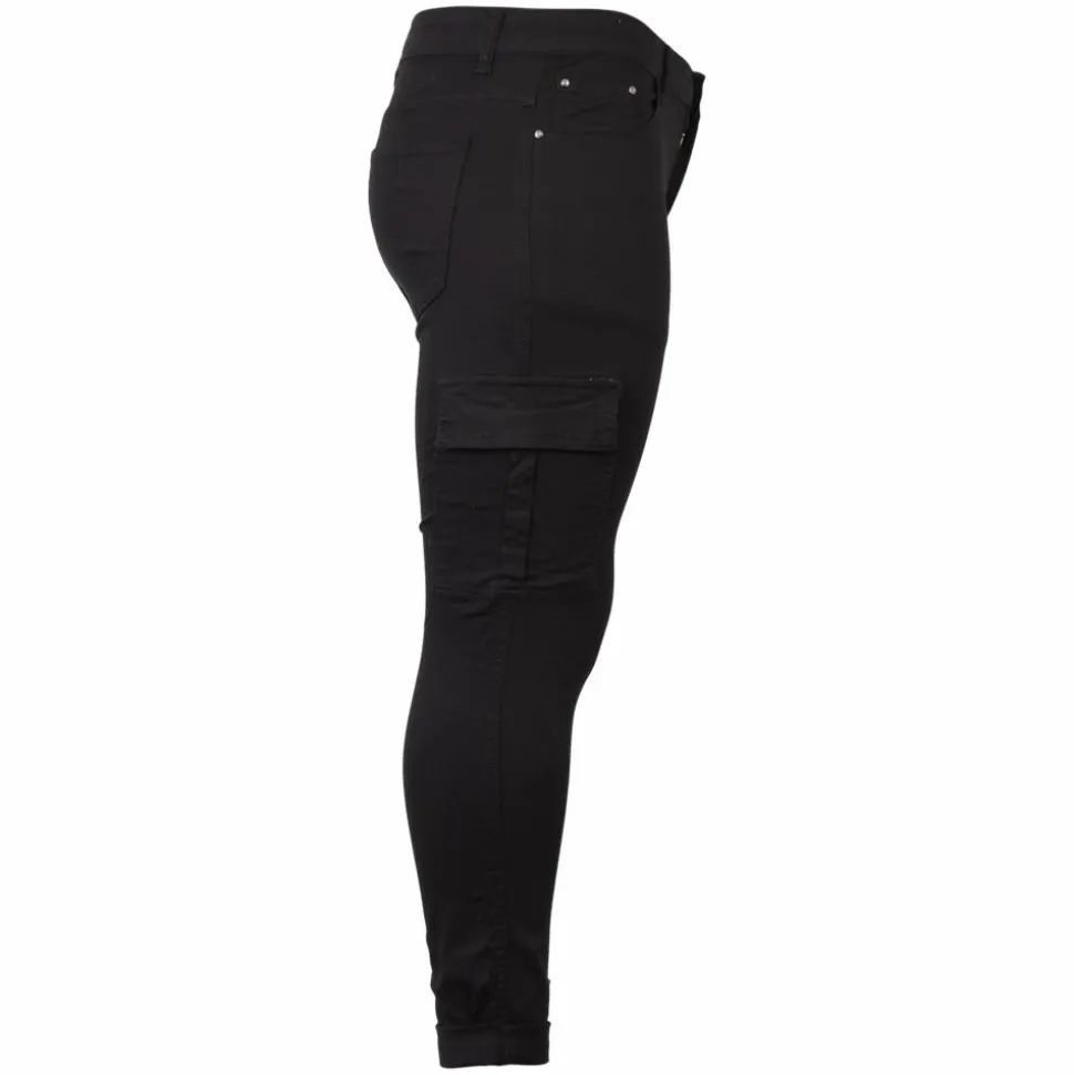 BS Jeans Dame Cargobukser Plus Size - Sort