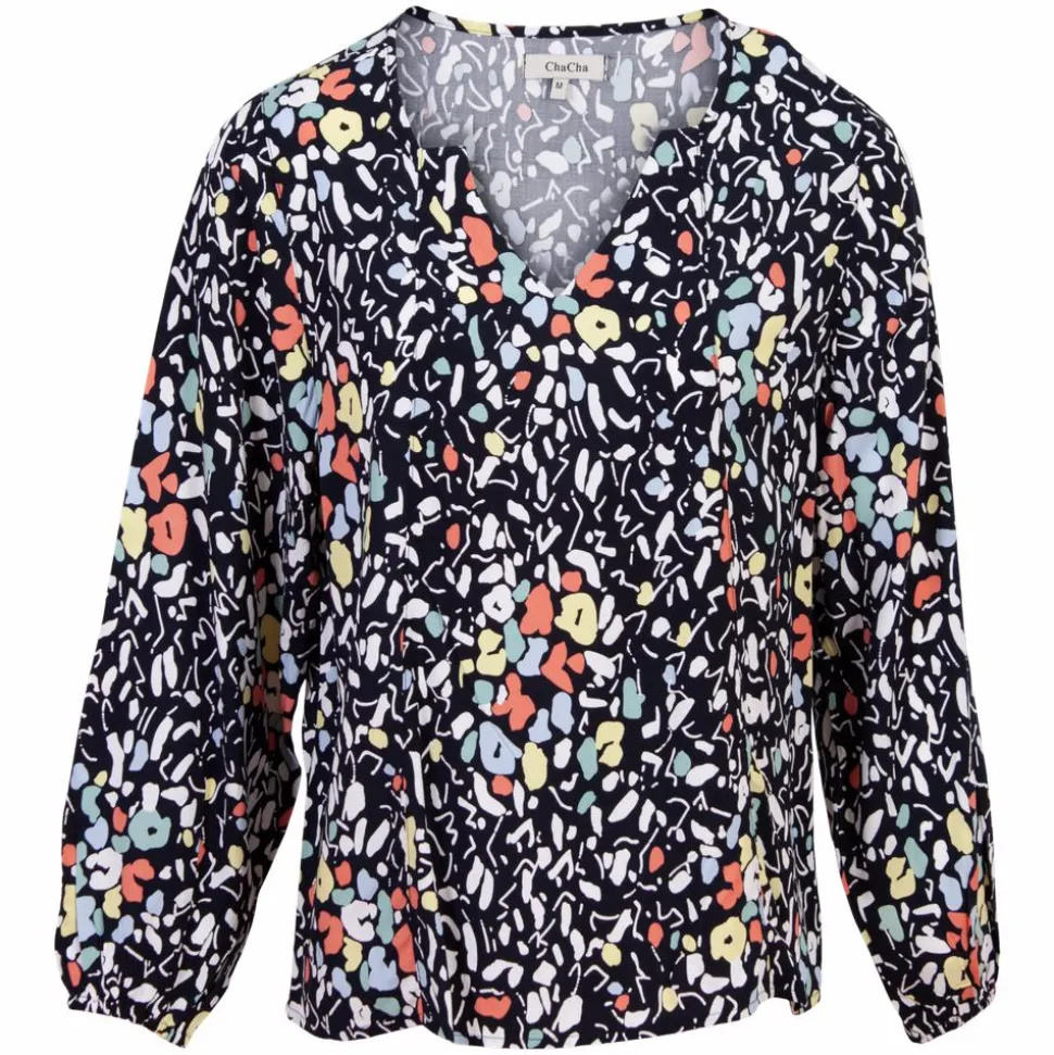ChaCha Dame Bluse - Navy/blomster