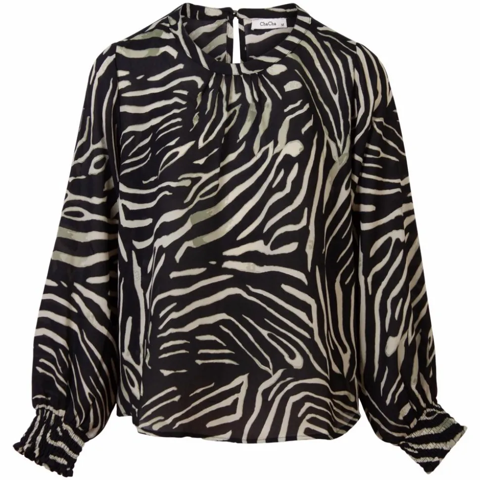 ChaCha Dame Bluse - Print 2 Khaki