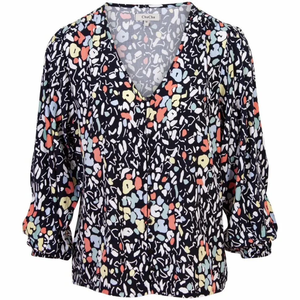 ChaCha Dame Skjorte - Navy/blomster