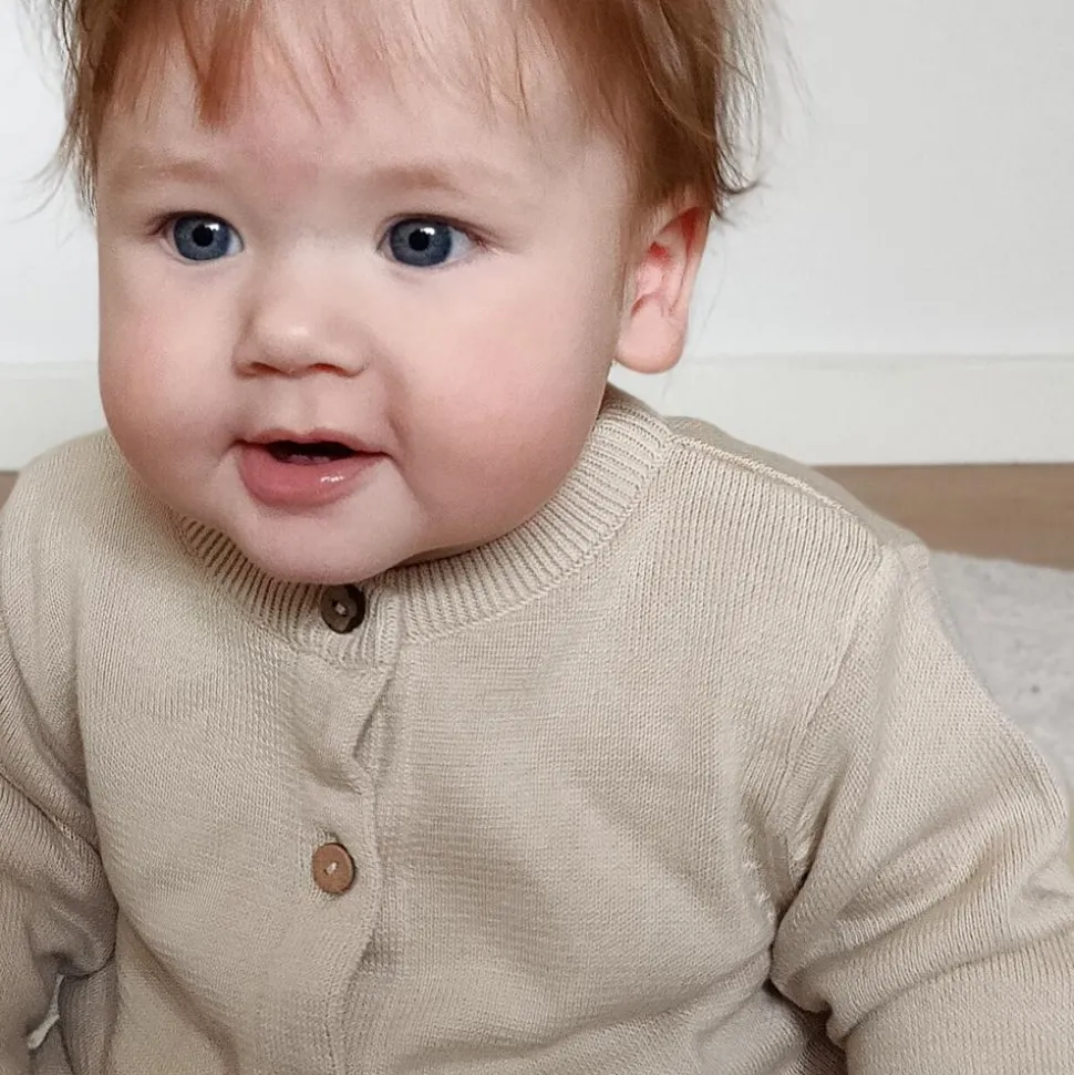 Fixoni Børne Cardigan i økologisk bomuld - Oatmeal