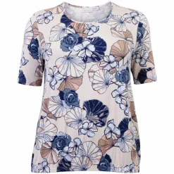 Gabriella K. Dame Bluse - Beige/Navy Comb