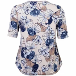 Gabriella K. Dame Bluse - Beige/Navy Comb