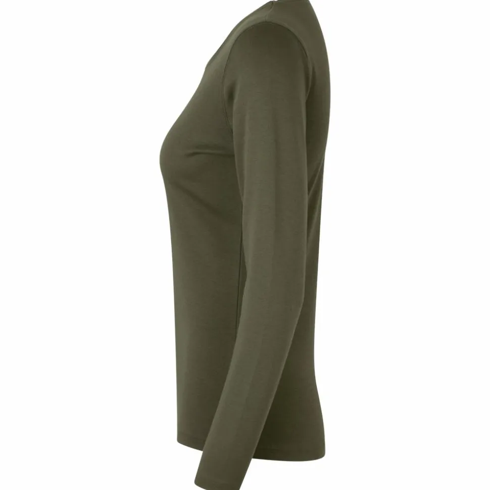 ID Interlock Dame Langærmet t-shirt - Oliven