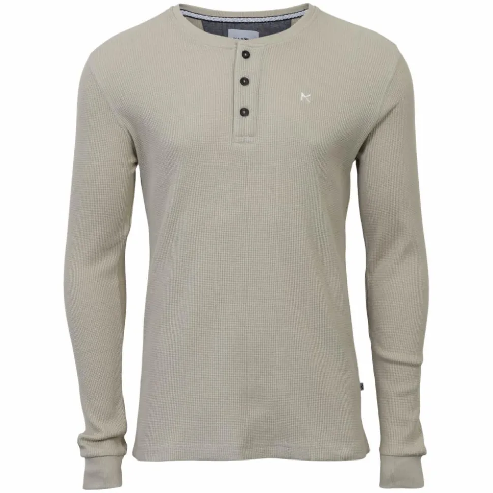 Marcus Ziggy Herre Langærmet t-shirt - Bright Sand mix