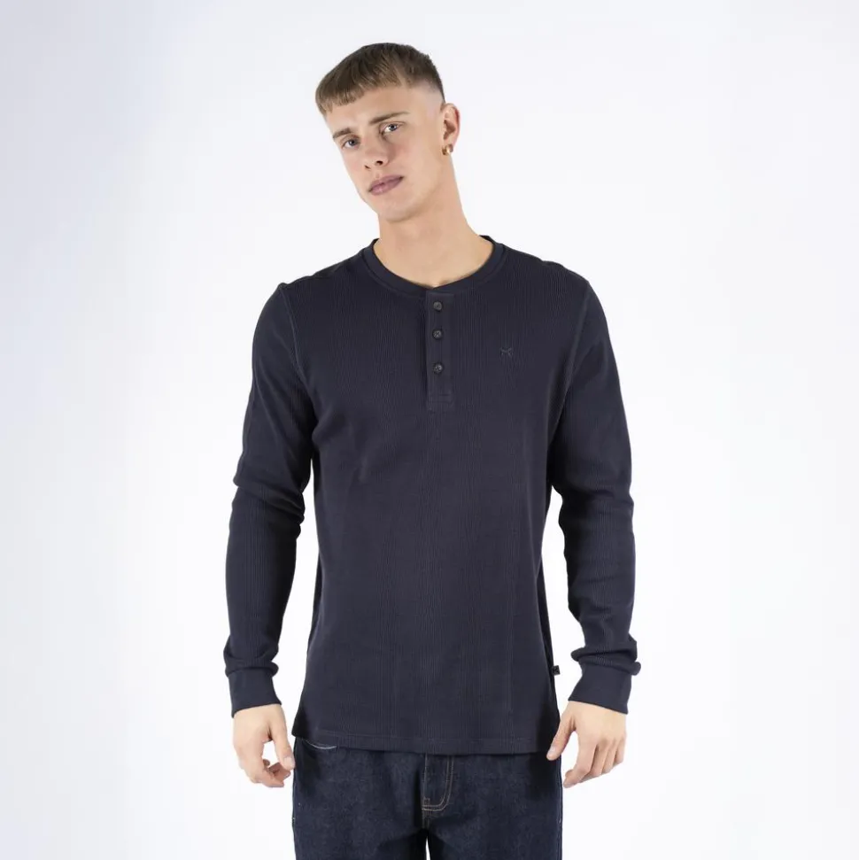 Marcus Ziggy Herre Langærmet t-shirt - Night Navy