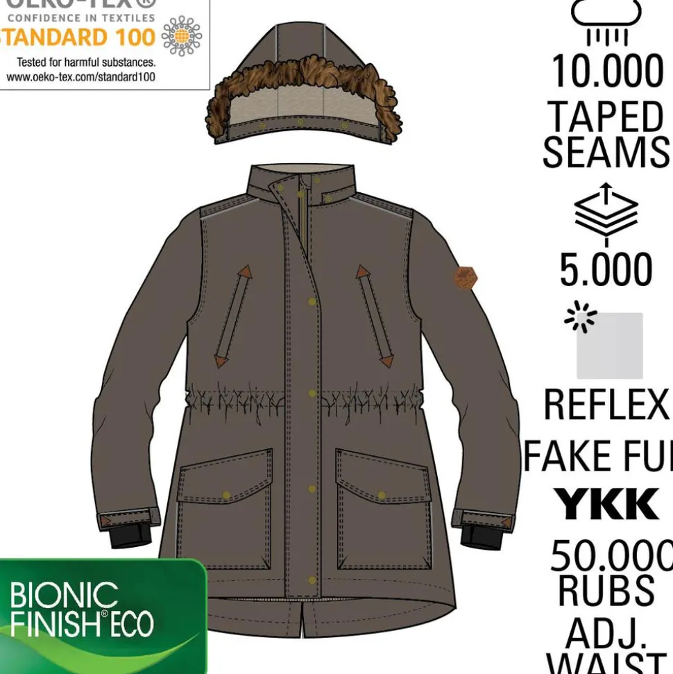 Mikk-line Pige Vinterjakke m. BIONIC-FINISH® ECO coating - French Roast