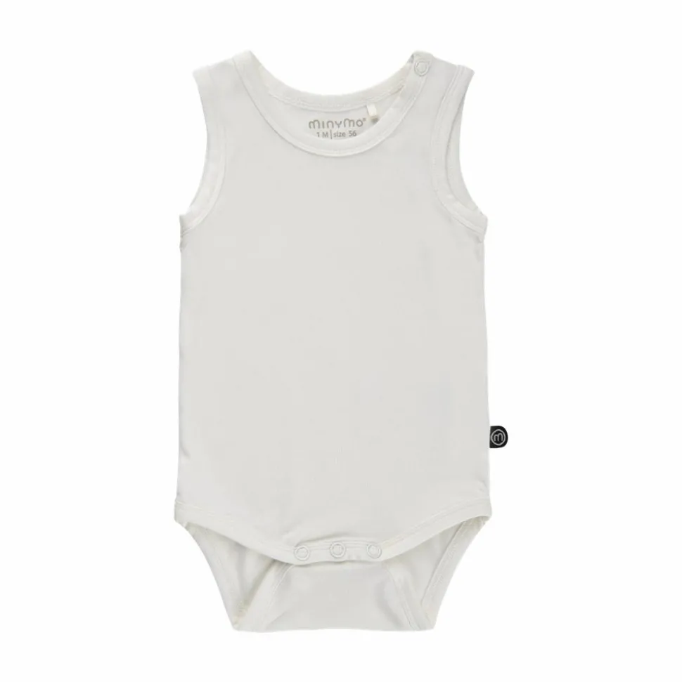 Minymo Baby Body i bambus - White