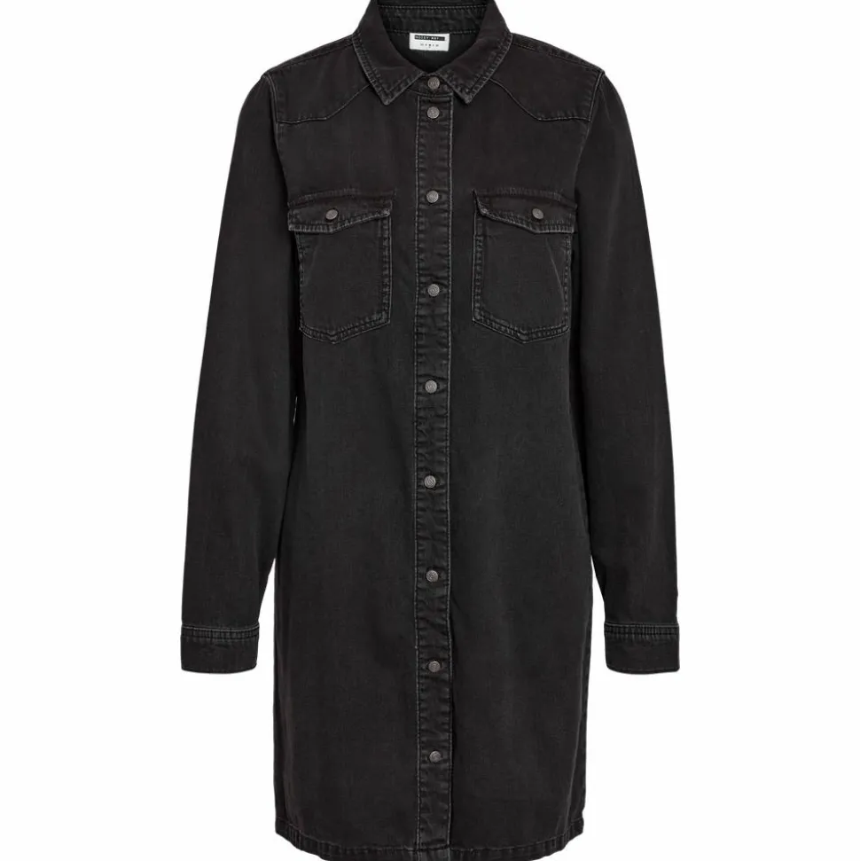 Noisy May Signe Dame Kjole - Black Denim