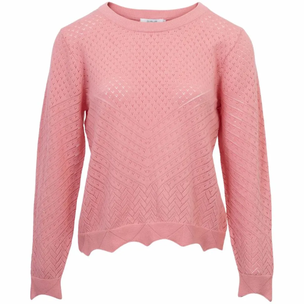 Sirup Pointelle Dame Striktrøje - Geranium Pink