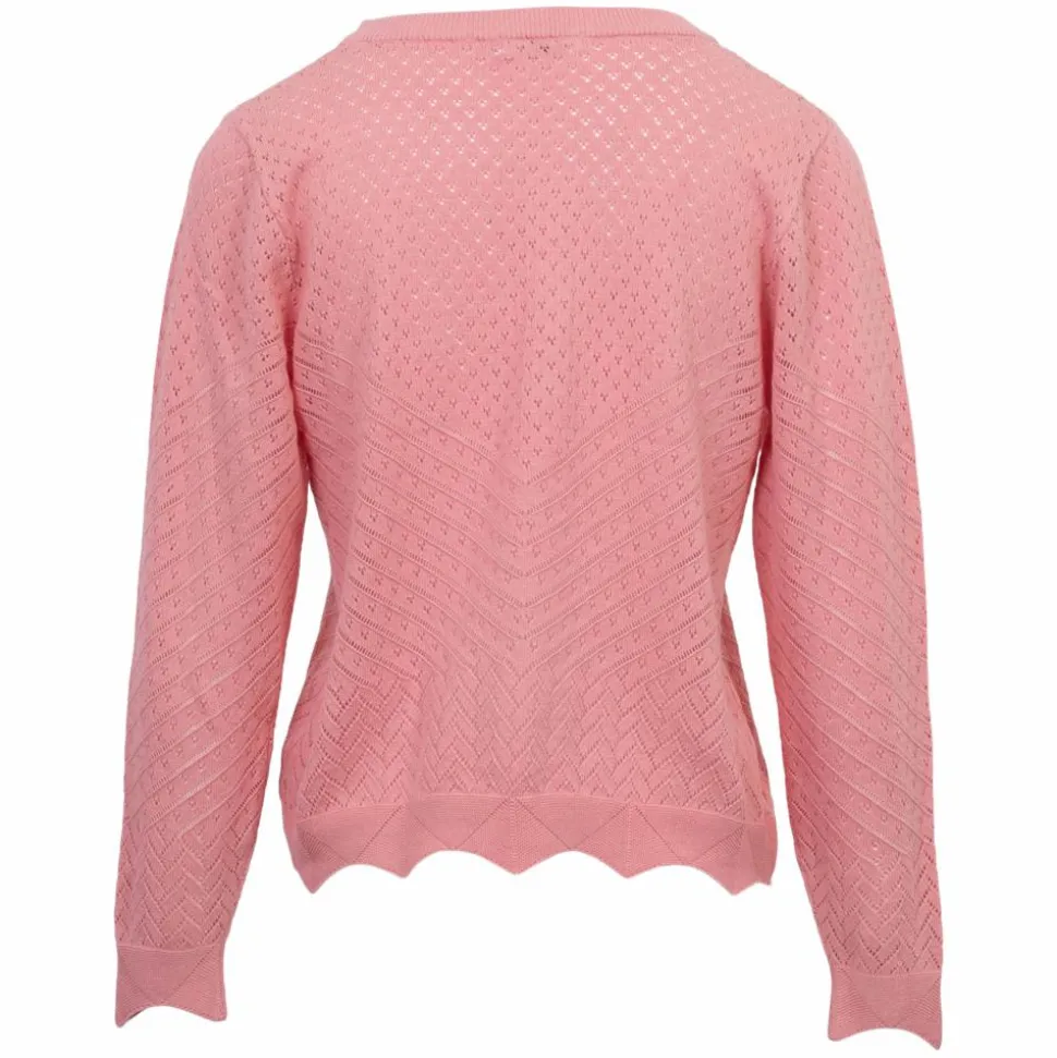 Sirup Pointelle Dame Striktrøje - Geranium Pink