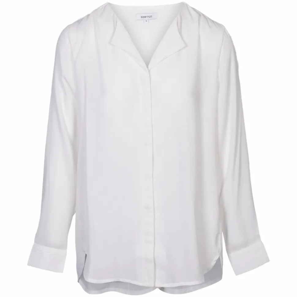Steenholt Clara Dame Bluse Plus Size - Bright White