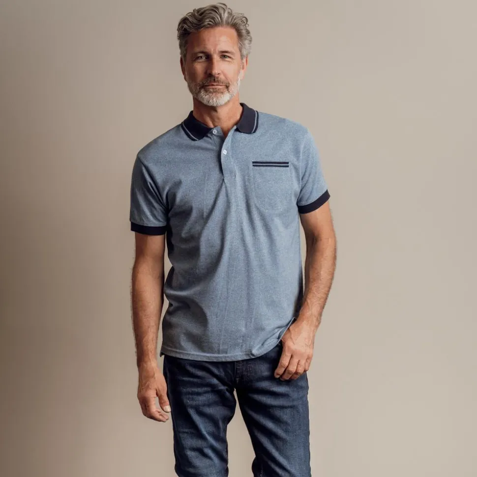 Yellowstone Eagle Herre Polo - Light Blue Melange