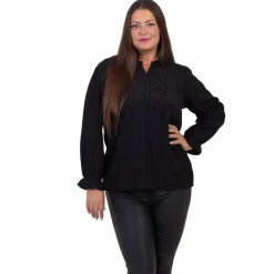 ZbyZ Dame Bluse Plus Size - Black