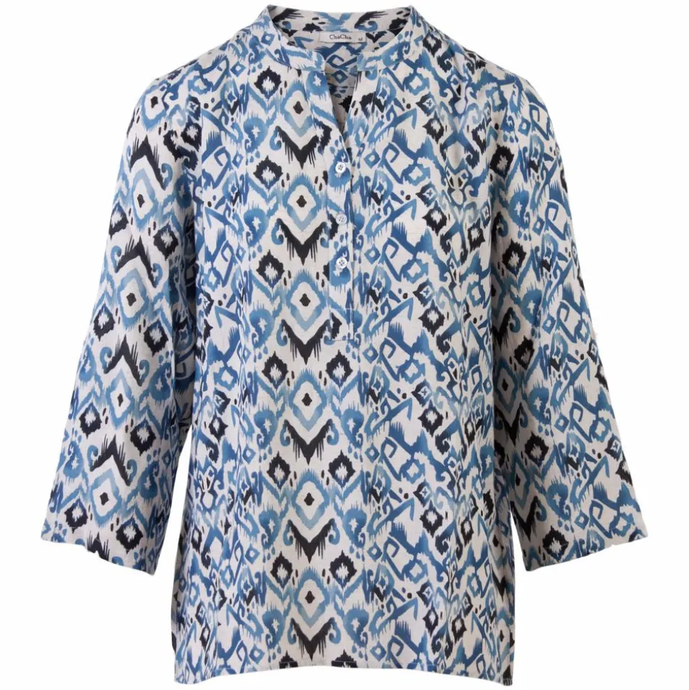 ZbyZ Dame Bluse Plus Size - Blue Combi
