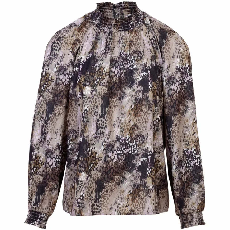 ZbyZ Dame Bluse Plus Size - Brown Snake