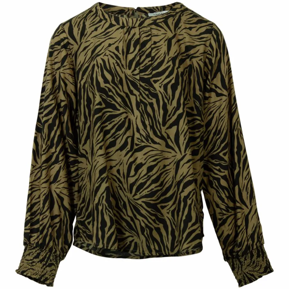 ZbyZ Dame Bluse Plus Size - Print 1 Khaki