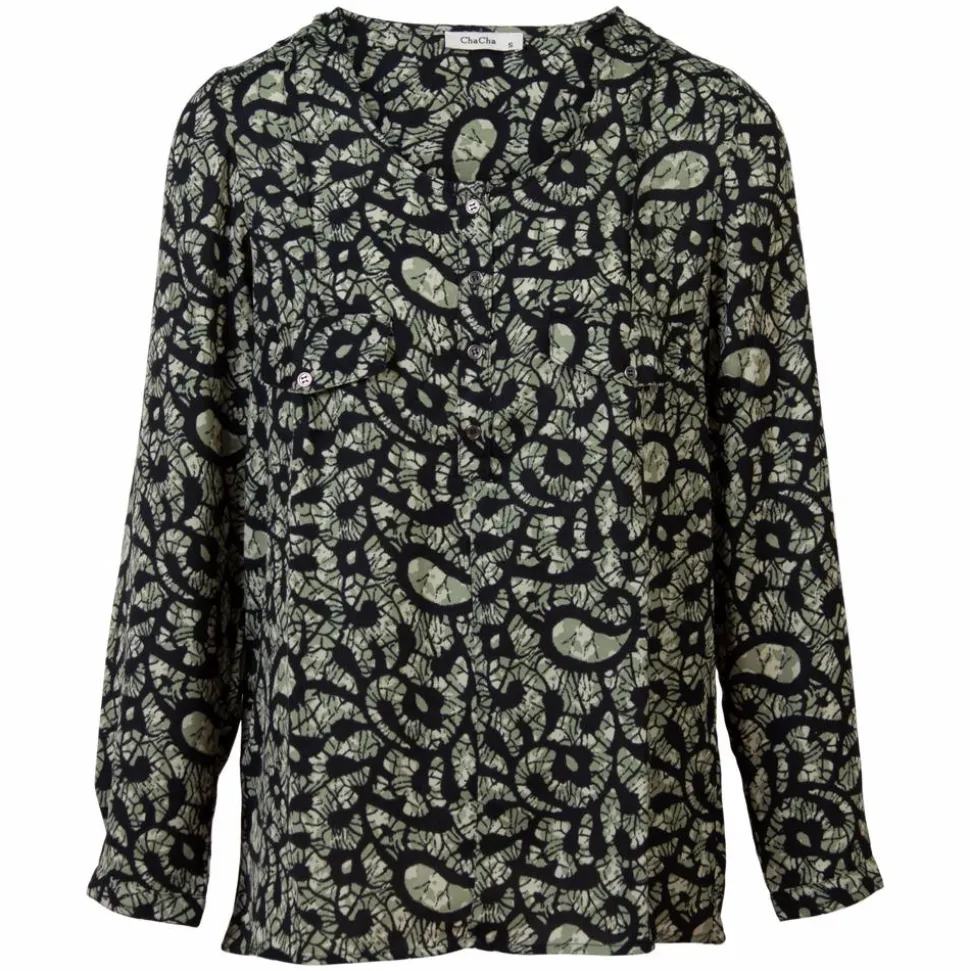ZbyZ Dame Bluse Plus Size - Print 1 Khaki