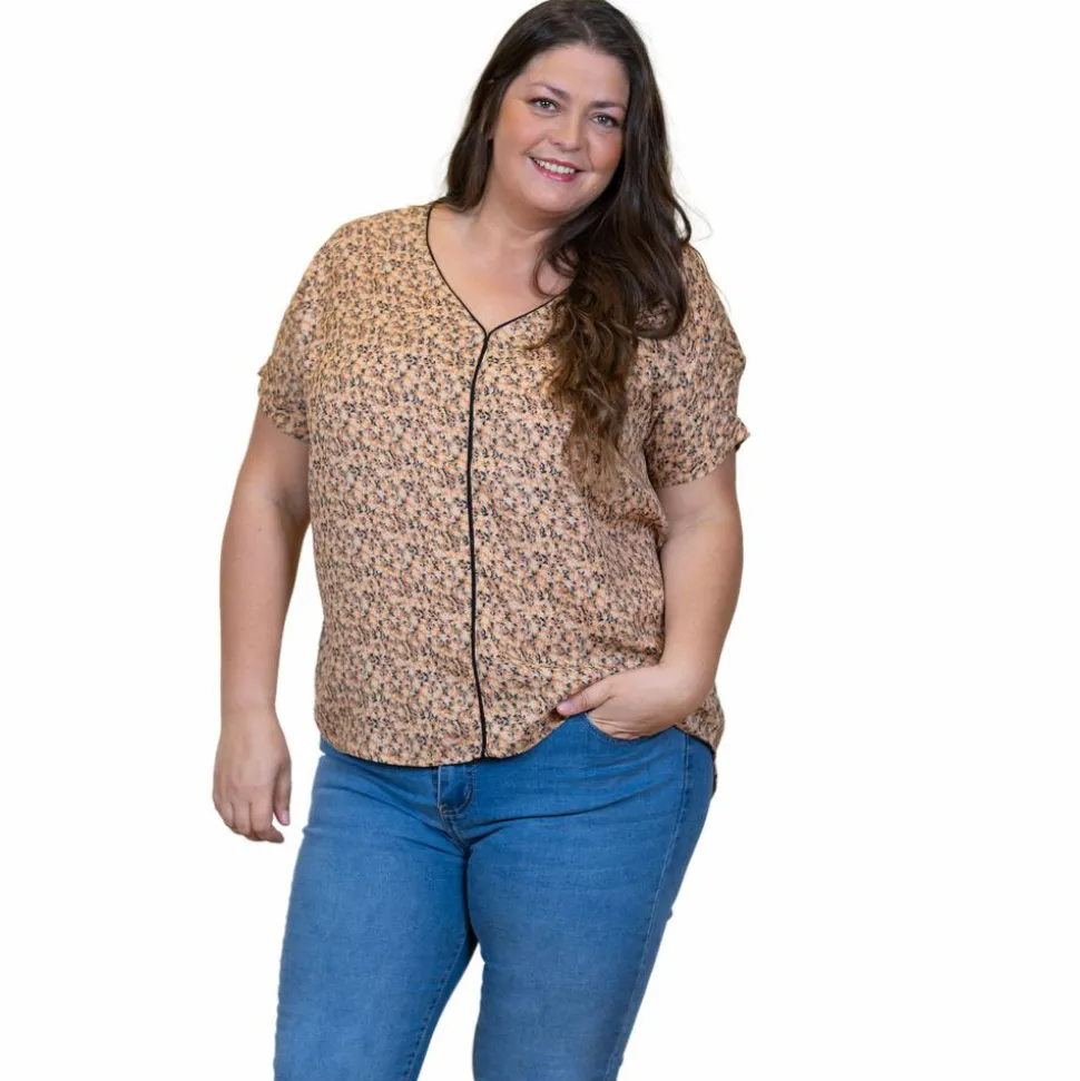 ZbyZ Dame Kortærmet bluse Plus Size - B-33