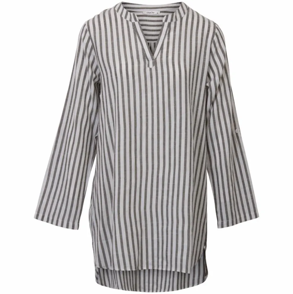ZbyZ Dame Tunika i hørmix Plus Size - Khaki